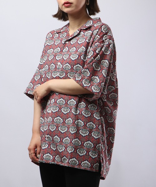 【セール】ルーズシルエット総柄プリントオープンカラーシャツ（シャツ/ブラウス）｜many men many mind（メニーメンメニーマインド）