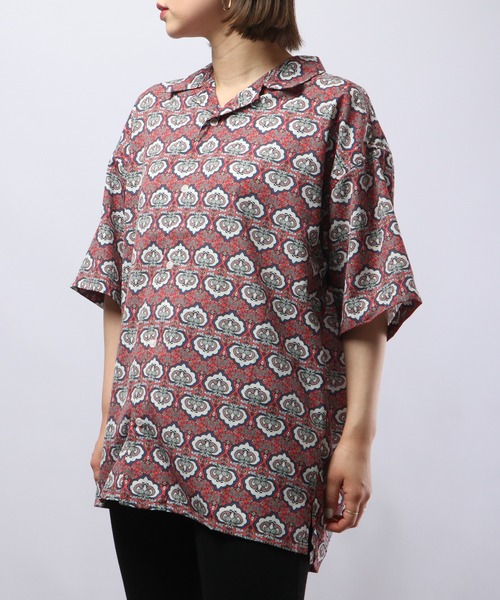 【セール】ルーズシルエット総柄プリントオープンカラーシャツ（シャツ/ブラウス）｜many men many mind（メニーメンメニーマインド）