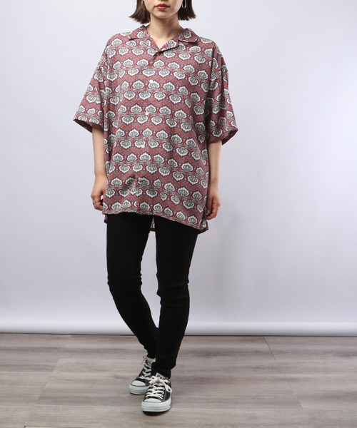 【セール】ルーズシルエット総柄プリントオープンカラーシャツ（シャツ/ブラウス）｜many men many mind（メニーメンメニーマインド）