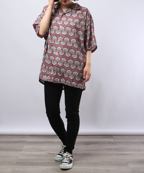 【セール】ルーズシルエット総柄プリントオープンカラーシャツ（シャツ/ブラウス）｜many men many mind（メニーメンメニーマインド）