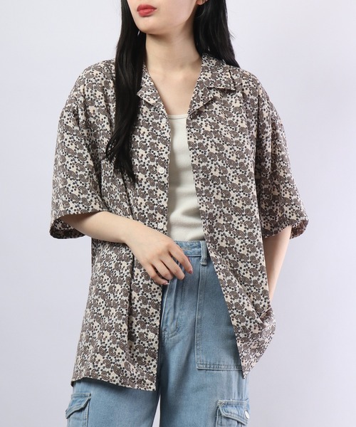 【セール】ルーズシルエット総柄プリントオープンカラーシャツ（シャツ/ブラウス）｜many men many mind（メニーメンメニーマインド）
