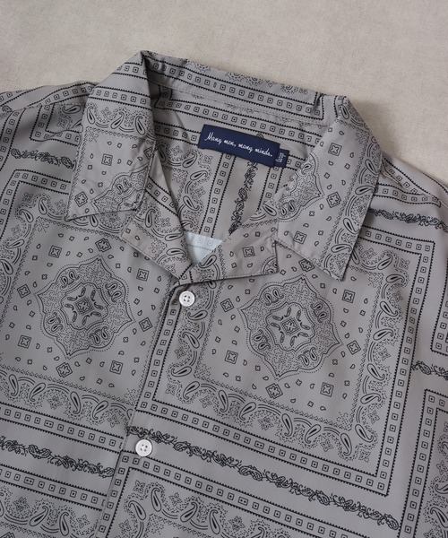 【セール】ルーズシルエット総柄プリントオープンカラーシャツ（シャツ/ブラウス）｜many men many mind（メニーメンメニーマインド）