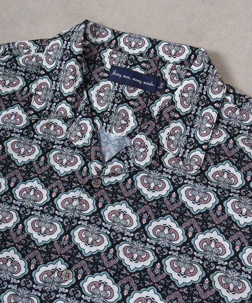 【セール】ルーズシルエット総柄プリントオープンカラーシャツ（シャツ/ブラウス）｜many men many mind（メニーメンメニーマインド）