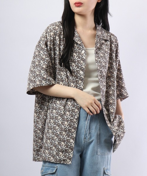 【セール】ルーズシルエット総柄プリントオープンカラーシャツ（シャツ/ブラウス）｜many men many mind（メニーメンメニーマインド）