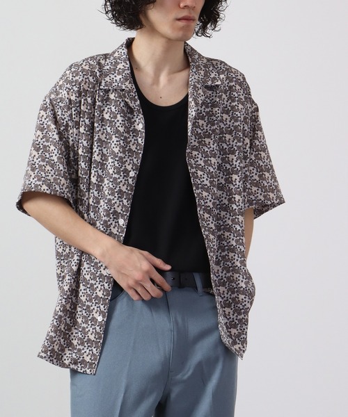 【セール】ルーズシルエット総柄プリントオープンカラーシャツ（シャツ/ブラウス）｜many men many mind（メニーメンメニーマインド）