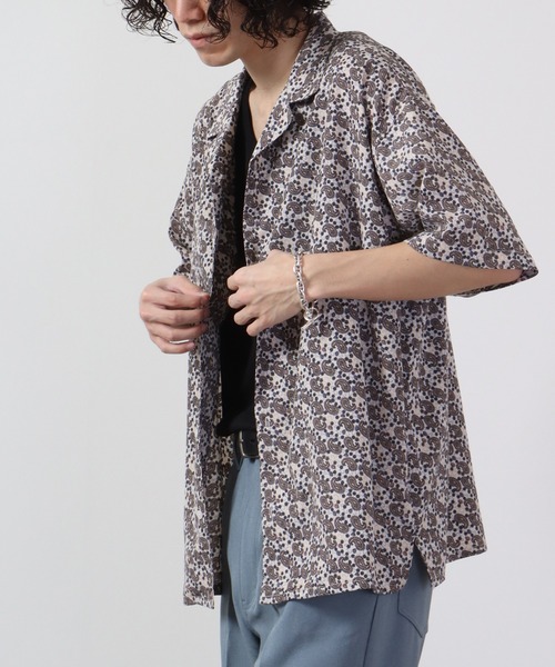 【セール】ルーズシルエット総柄プリントオープンカラーシャツ（シャツ/ブラウス）｜many men many mind（メニーメンメニーマインド）