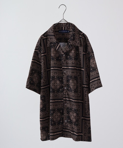 【セール】ルーズシルエット総柄プリントオープンカラーシャツ（シャツ/ブラウス）｜many men many mind（メニーメンメニーマインド）