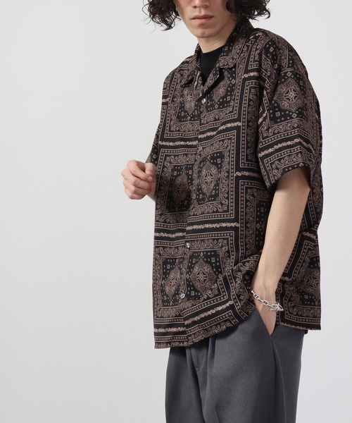 【セール】ルーズシルエット総柄プリントオープンカラーシャツ（シャツ/ブラウス）｜many men many mind（メニーメンメニーマインド）