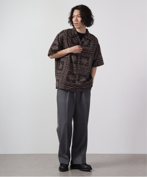 【セール】ルーズシルエット総柄プリントオープンカラーシャツ（シャツ/ブラウス）｜many men many mind（メニーメンメニーマインド）