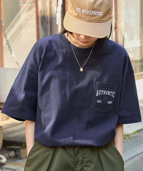 MONO-MART（モノマート）の「U.S. POLO ASSN. /ユーエスポロアッスン 別注 ロゴ刺繍 ビッグシルエットポケット半袖Tシャツ（Tシャツ/カットソー・レディース・ベージュ/ネイビー/ホワイト/ピンク/ブラック/ホワイト系/グレイッシュブルー/ダークグリーン/チャコールグレー/オートミール/ボルドー/ライトグリーン・M/L）」の9枚目の写真