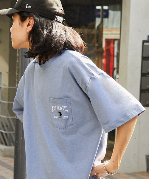 MONO-MART（モノマート）の「U.S. POLO ASSN. /ユーエスポロアッスン 別注 ロゴ刺繍 ビッグシルエットポケット半袖Tシャツ（Tシャツ/カットソー・レディース・ベージュ/ネイビー/ホワイト/ピンク/ブラック/ホワイト系/グレイッシュブルー/ダークグリーン/チャコールグレー/オートミール/ボルドー/ライトグリーン・M/L）」の10枚目の写真