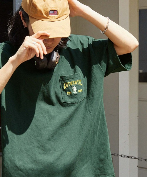 MONO-MART（モノマート）の「U.S. POLO ASSN. /ユーエスポロアッスン 別注 ロゴ刺繍 ビッグシルエットポケット半袖Tシャツ（Tシャツ/カットソー・レディース・ベージュ/ネイビー/ホワイト/ピンク/ブラック/ホワイト系/グレイッシュブルー/ダークグリーン/チャコールグレー/オートミール/ボルドー/ライトグリーン・M/L）」の7枚目の写真