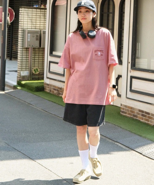 MONO-MART（モノマート）の「U.S. POLO ASSN. /ユーエスポロアッスン 別注 ロゴ刺繍 ビッグシルエットポケット半袖Tシャツ（Tシャツ/カットソー・レディース・ベージュ/ネイビー/ホワイト/ピンク/ブラック/ホワイト系/グレイッシュブルー/ダークグリーン/チャコールグレー/オートミール/ボルドー/ライトグリーン・M/L）」の14枚目の写真