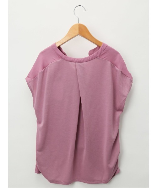 MARBLE WALTS（マーブルワルツ）の「【異素材切替】マーブルワルツ/MARBLE WALTS ハイブリッド 抜き衿 半袖プルオーバー（Tシャツ/カットソー・レディース・ベージュ/ブラック/ピンク系その他/ホワイト・MEDIUM/LARGE）」の5枚目の写真