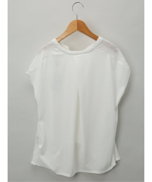 MARBLE WALTS（マーブルワルツ）の「【異素材切替】マーブルワルツ/MARBLE WALTS ハイブリッド 抜き衿 半袖プルオーバー（Tシャツ/カットソー・レディース・ベージュ/ブラック/ピンク系その他/ホワイト・MEDIUM/LARGE）」の10枚目の写真