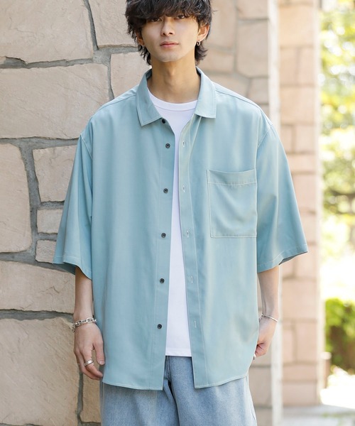 ADMIX/ATELIER SAB MEN（アドミックスアトリエサブメン）の「トロミ ドレープ カラーステッチ / オーバーサイズ ルーズシャツ（半袖）（シャツ/ブラウス・メンズ・ホワイト/ブラック/ライトパープル/ライトブルー・50/48）」の3枚目の写真