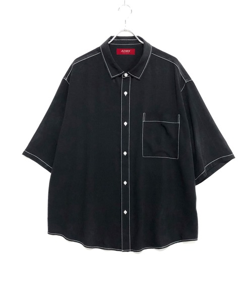 ADMIX/ATELIER SAB MEN（アドミックスアトリエサブメン）の「トロミ ドレープ カラーステッチ / オーバーサイズ ルーズシャツ（半袖）（シャツ/ブラウス・メンズ・ホワイト/ブラック/ライトパープル/ライトブルー・50/48）」の12枚目の写真