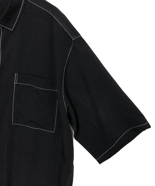 ADMIX/ATELIER SAB MEN（アドミックスアトリエサブメン）の「トロミ ドレープ カラーステッチ / オーバーサイズ ルーズシャツ（半袖）（シャツ/ブラウス・メンズ・ホワイト/ブラック/ライトパープル/ライトブルー・50/48）」の6枚目の写真