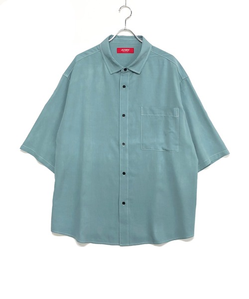 ADMIX/ATELIER SAB MEN（アドミックスアトリエサブメン）の「トロミ ドレープ カラーステッチ / オーバーサイズ ルーズシャツ（半袖）（シャツ/ブラウス・メンズ・ホワイト/ブラック/ライトパープル/ライトブルー・50/48）」の13枚目の写真