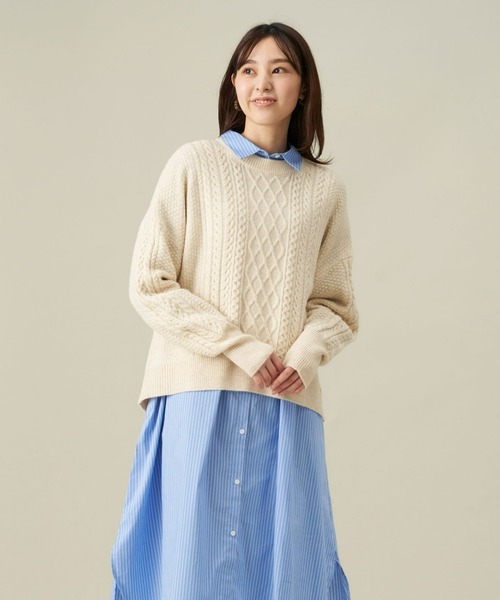 BRICK & SONS（ブリックアンドサンズ）の「ボリュームスリーブシャツワンピース＜ブルーダブルストライプ＞（シャツワンピース・レディース・ブルー・FREE）」の10枚目の写真