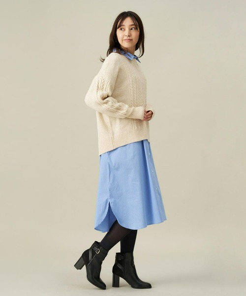 BRICK & SONS（ブリックアンドサンズ）の「ボリュームスリーブシャツワンピース＜ブルーダブルストライプ＞（シャツワンピース・レディース・ブルー・FREE）」の11枚目の写真