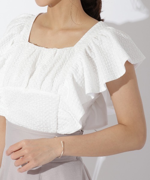 AND COUTURE（アンドクチュール）の「ジャガードフリルブラウス（シャツ/ブラウス・レディース・オフホワイト/ブラック/ラベンダー・MEDIUM）」の19枚目の写真