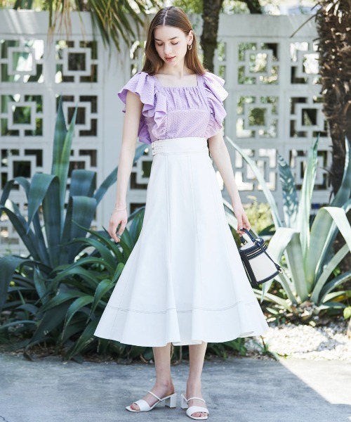 AND COUTURE（アンドクチュール）の「ジャガードフリルブラウス（シャツ/ブラウス・レディース・オフホワイト/ブラック/ラベンダー・MEDIUM）」の17枚目の写真