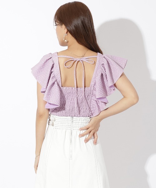 AND COUTURE（アンドクチュール）の「ジャガードフリルブラウス（シャツ/ブラウス・レディース・オフホワイト/ブラック/ラベンダー・MEDIUM）」の21枚目の写真