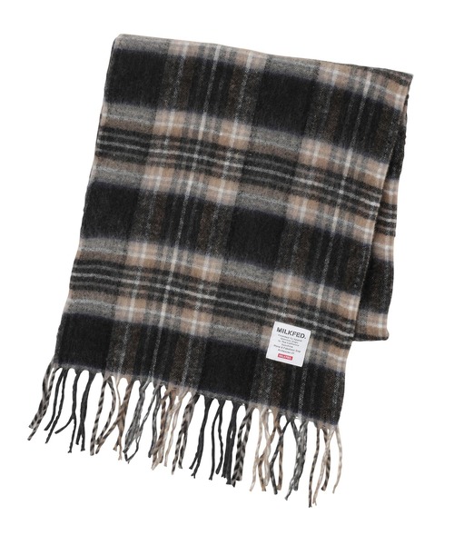 MILKFED.（ミルクフェド）の「SHAGGY PLAID STOLE（ストール/ショール・レディース・ベージュ/ネイビー/ブラック・ONE SIZE）」の2枚目の写真
