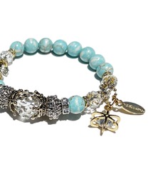 RiNc（リンク）の「【 NOLITA / ノリータ 】ラウンドカット水晶 カラフルストーン チャーム付き 天然石 ブレスレット オニキス ハウライト ターコイズ（ブレスレット）」