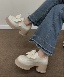 【OKUOKU　0909】厚底ローファー / フロントリボン oku-shoes-702813801747-41 U