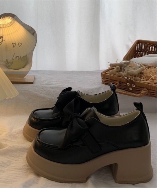 Burner(バーナー)の「【OKUOKU 0909】厚底ローファー / フロントリボン oku-shoes-702813801747-41 U(ローファー・レディース・ブラック/オフホワイト・36/38/39)」の6枚目の写真