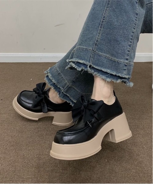 Burner(バーナー)の「【OKUOKU 0909】厚底ローファー / フロントリボン oku-shoes-702813801747-41 U(ローファー・レディース・ブラック/オフホワイト・36/38/39)」の8枚目の写真