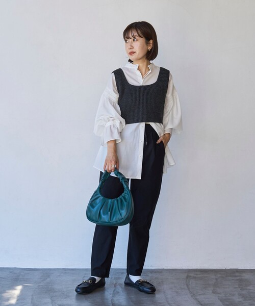 coen（コーエン）の「やみつきストレッチパンツ（その他パンツ・レディース・ネイビー/ダークグレー/ターコイズブルー/ブラック/ベージュ・S/M/L）」の22枚目の写真