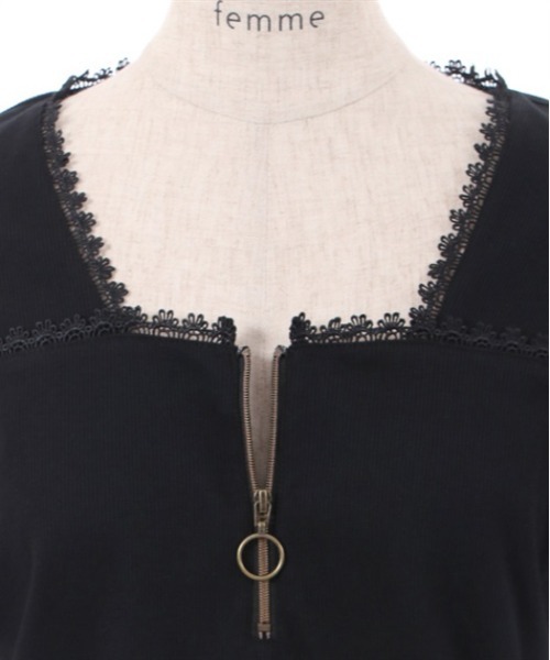 axes femme(アクシーズファム)の「ハーフジップパフ袖プルオーバー(Tシャツ/カットソー・レディース・キナリ/ピンク/ブラック・FREE)」の18枚目の写真