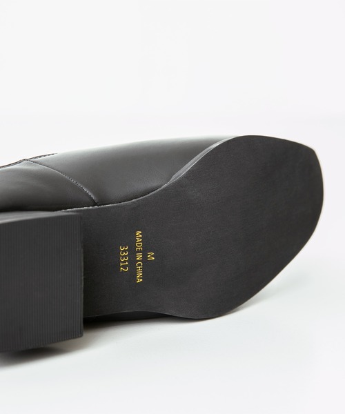 menue（メヌエ）の「スクエアトゥ リブニット デザインヒール ブーツ（ブーツ・レディース・ダークブラウン/アイボリー/ブラック・LL/M/S/L/3L/SS）」の4枚目の写真