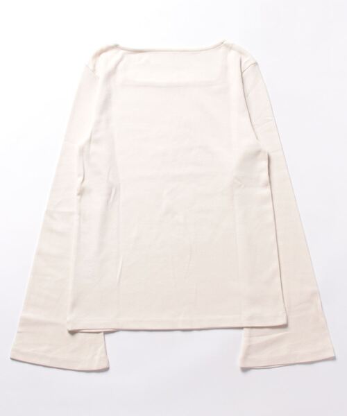 KOBE LETTUCE（コウベレタス）の「スクエアネック フレア袖リブロンT（Tシャツ/カットソー・レディース・ホワイト×ブラック/ブラック/アイボリー/グリーン/ベージュ系/ホワイト×ブルー/ネイビー×ホワイト・M）」の10枚目の写真