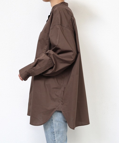 andme(アンドミー)の「タイプライターバンドカラー長袖シャツブラウス(シャツ/ブラウス・レディース・ブルー/ブラック/キナリ/ブラウン/オフホワイト・L/M)」の22枚目の写真