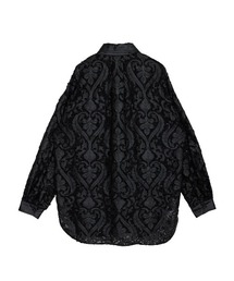 AMERI FAKE LEATHER EMBROIDERY SHIRT ブラック Ameri（アメリ）の「FAKE LEATHER EMBROIDERY SHIRT（シャツ