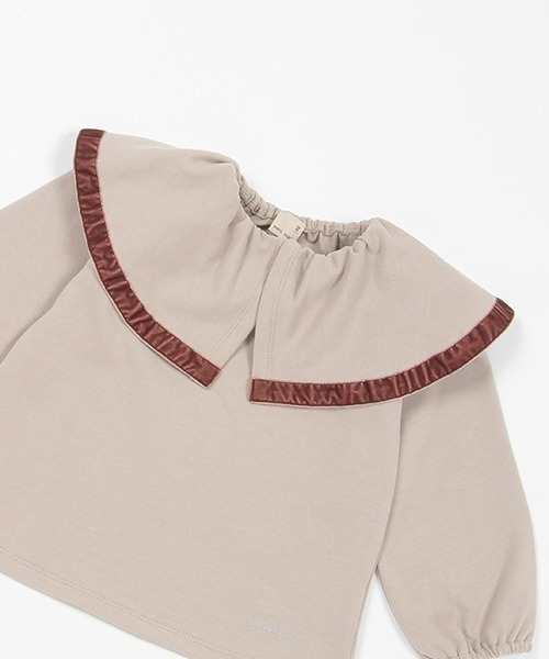 petit main（プティマイン）の「【リンク】フリル襟長袖Tシャツ（Tシャツ/カットソー・キッズ・オフホワイト/チャコール/ライトベージュ・100cm/90cm/120cm/130cm/110cm/80ｃｍ）」の6枚目の写真