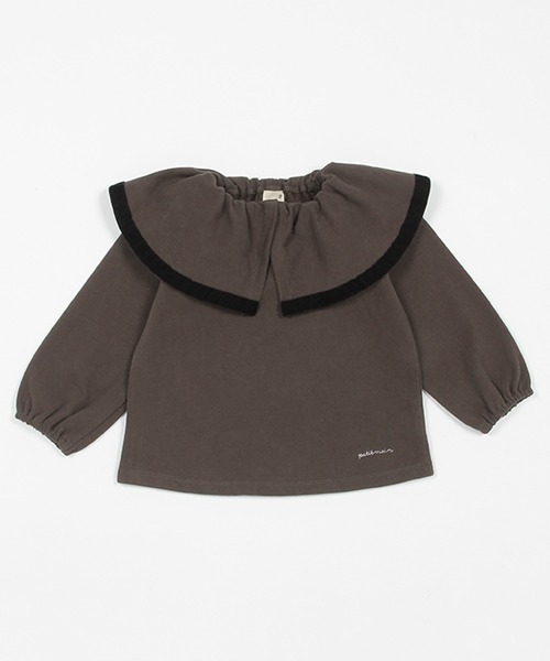 petit main（プティマイン）の「【リンク】フリル襟長袖Tシャツ（Tシャツ/カットソー・キッズ・オフホワイト/チャコール/ライトベージュ・100cm/90cm/120cm/130cm/110cm/80ｃｍ）」の14枚目の写真
