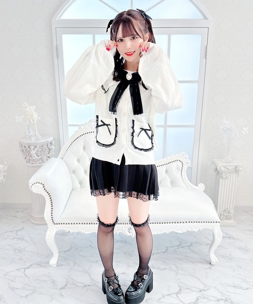 MA*RS(アメーバーマーズ)の「レースりぼんポケット付カーデ(カーディガン/ボレロ・レディース・ピンク/ブラック/ホワイト・FREE)」の7枚目の写真