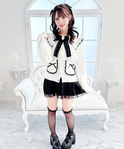 MA*RS(アメーバーマーズ)の「レースりぼんポケット付カーデ(カーディガン/ボレロ・レディース・ピンク/ブラック/ホワイト・FREE)」の6枚目の写真