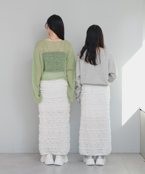 Kastane（カスタネ）の「【細見え/低身長サイズ】カットフリルIラインスカート（スカート・レディース・アイボリー/ブラック/ライトグレー/ネイビー/ブルー・FREE/0）」の11枚目の写真