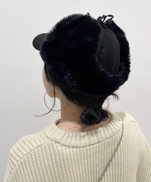 wee9s（ウィークス）の「2way flight cap / ツーウェイフライトキャップ（キャップ・レディース・ブラック/ベージュ・FREE）」の2枚目の写真