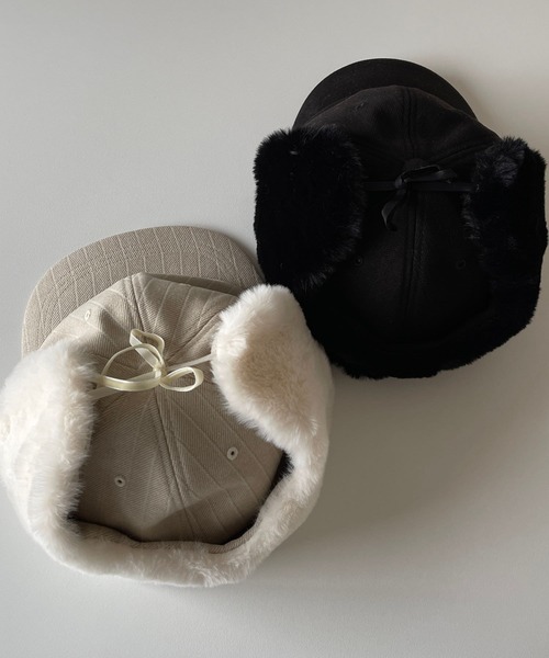 wee9s（ウィークス）の「2way flight cap / ツーウェイフライトキャップ（キャップ・レディース・ブラック/ベージュ・FREE）」の15枚目の写真