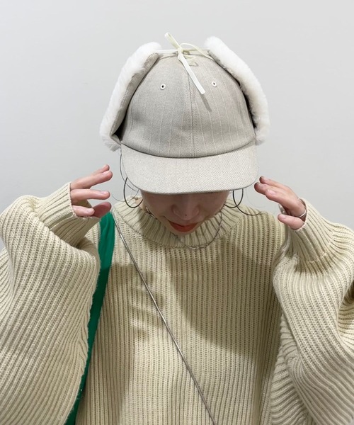 wee9s（ウィークス）の「2way flight cap / ツーウェイフライトキャップ（キャップ・レディース・ブラック/ベージュ・FREE）」の10枚目の写真