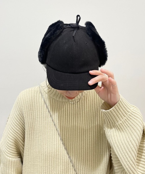 wee9s（ウィークス）の「2way flight cap / ツーウェイフライトキャップ（キャップ・レディース・ブラック/ベージュ・FREE）」の4枚目の写真