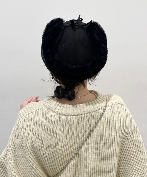 wee9s（ウィークス）の「2way flight cap / ツーウェイフライトキャップ（キャップ・レディース・ブラック/ベージュ・FREE）」の6枚目の写真