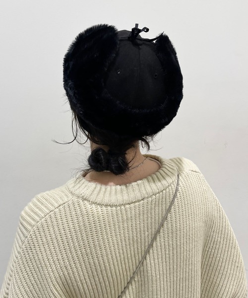 wee9s（ウィークス）の「2way flight cap / ツーウェイフライトキャップ（キャップ・レディース・ブラック/ベージュ・FREE）」の7枚目の写真